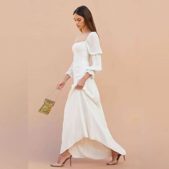 NEW NWT Reformation Stars Puff Sleeve Wedding Bridal Dress Gown - Picture 1 of 11